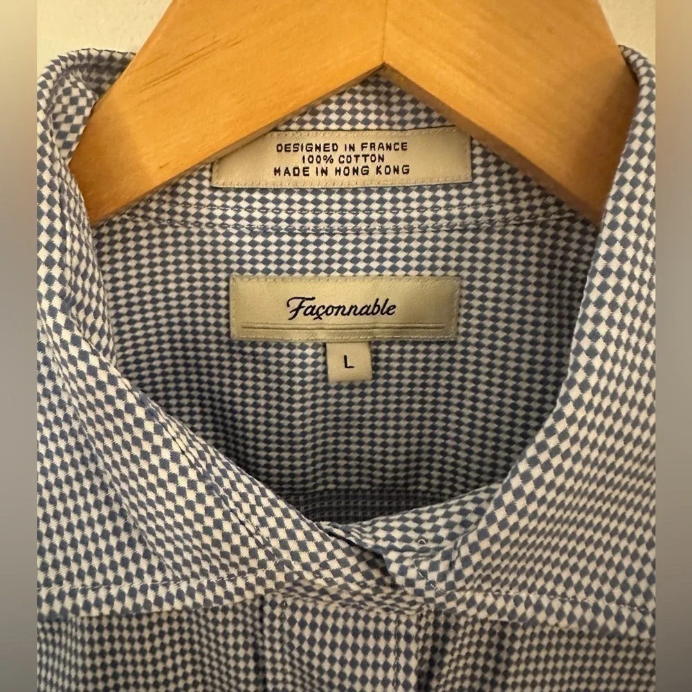 Women’s Faconnable Blue and White Button Down Shirt Size Large - Picture 5 of 5